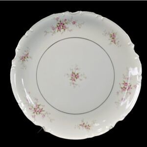 Mikasa VERSAILLES 9344 Chop Plate Platter 12 Inch Silver Trim Pink Roses